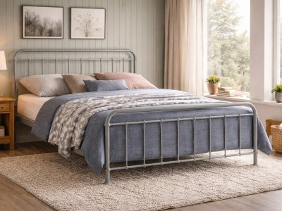 Miami Metal Bed Frame - Pebble