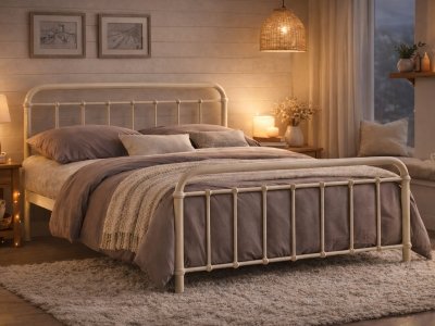 Miami Metal Bed Frame - Ivory