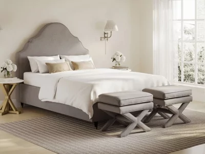 Quince Fabric Bed - Light Grey 