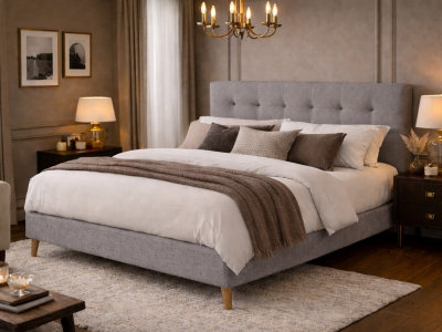Novara Upholstered Bed Frame - Light Grey