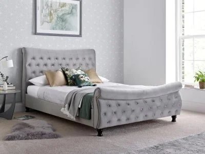 Bedmr Oxford 4FT 6 Double Sleigh Bed Frame - Grey