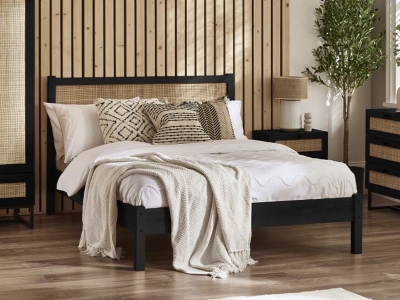 Padstow Rattan Bed - Black