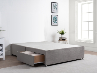 Clearance Divan Base 4FT 6 Double - 2 Drawer - Plush Silver