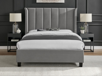 Polaris Upholstered Bed Frame - Silver