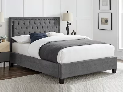 Rhea Upholstered Bed Frame - Dark Grey