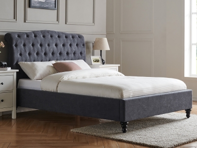 Rose 5FT Kingsize Fabric Bed Frame - Dark Grey