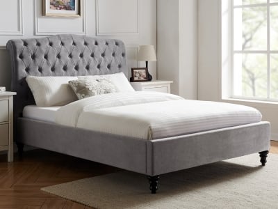 Rosa Fabric Bed Frame - Grey