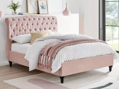 Rosa Fabric Bed Frame - Blush