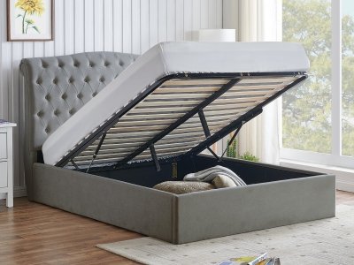 Rosa Ottoman Bed - Light Grey