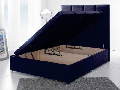 Clearance Side Lift Ottoman Base 5FT Kingsize - Plush Marine - Empire Headboard
