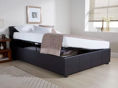 Milan Bed Company Side Lift 4FT 6 Double Leather Ottoman Bed - Black