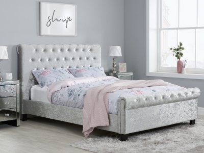 Birlea Sienna Fabric Bed Frame - Grey Crush Velvet