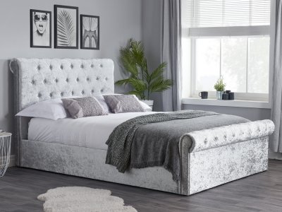 Birlea Sienna Fabric Ottoman Bed - Grey Crush Velvet