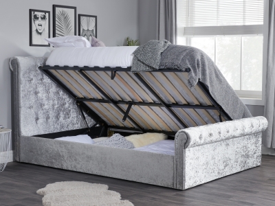 Birlea Sienna Fabric Ottoman Bed - Grey Crush Velvet