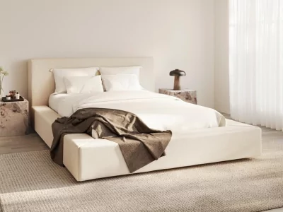 Soho Fabric Bed Frame - White Clay