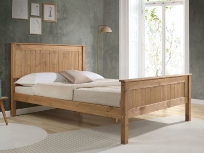 Taurus High Wooden Bed Frame - Pine