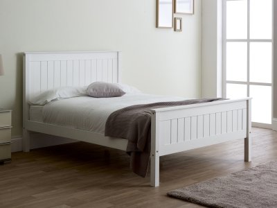 Taurus High Wooden Bed Frame - White