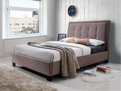 The Naples Bed Company 3111 4FT 6 Double Fabric Bed Frame - Brown