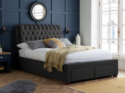 Valentino Fabric Bed Frame - Charcoal