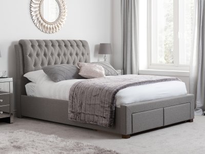 Birlea Valentino 4FT 6 Double Fabric Bed Frame - Grey