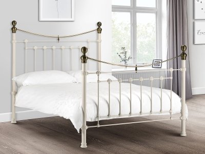 Victoria Metal Bed Frame - Stone White
