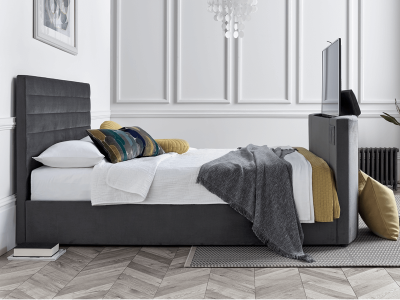 Clearance  TV Bed Voice Activated 5FT Kingsize Bed  - Velluto Graphite