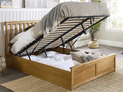 Timberland 5FT Kingsize Wooden Ottoman Bed - Natural