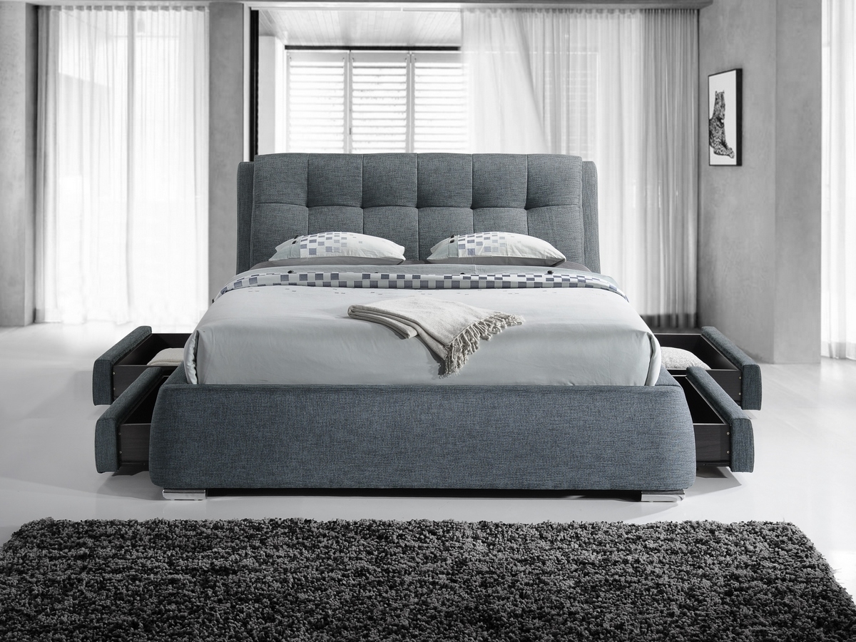 The Naples Bed Company 3090 Four Drawer 4FT 6 Double Fabric Bed Frame - Grey.