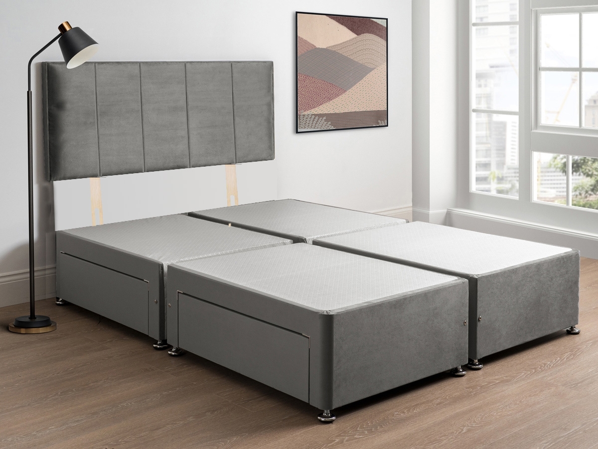 Clearance 4 Way Split Divan Base 4FT 6 Double - Non Drawer - Oxford Headboard