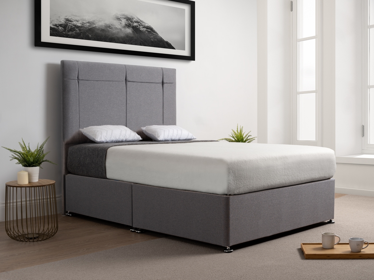 Clearance Divan Base 4FT 6 Double - Non Drawer - Joshua Grey - Arundel Headboard