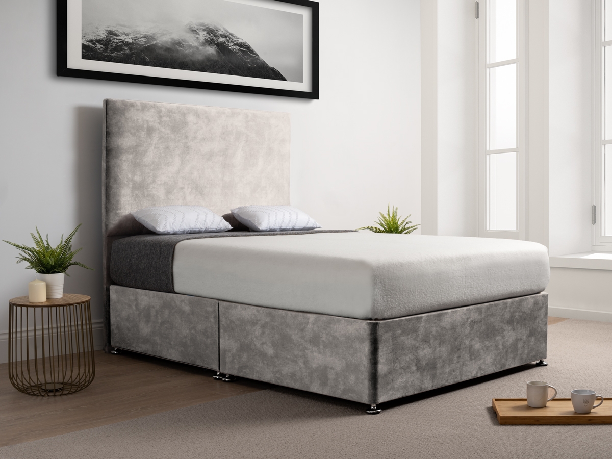 Clearance Divan Base 6FT Superking - 4 Drawer - Cure Oatmeal - Henley Headboard