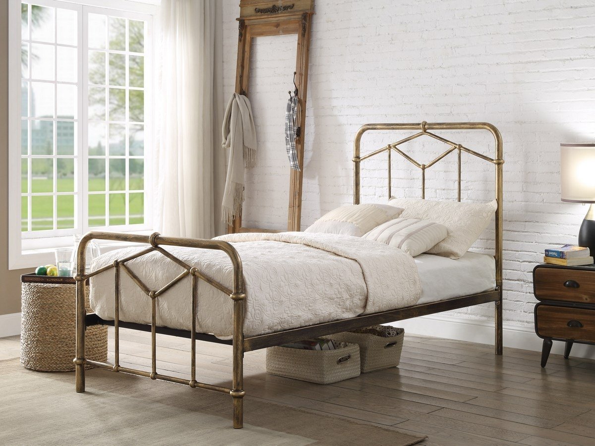 Flintshire Axton 3FT Single Metal Bed Frame - Antique. 