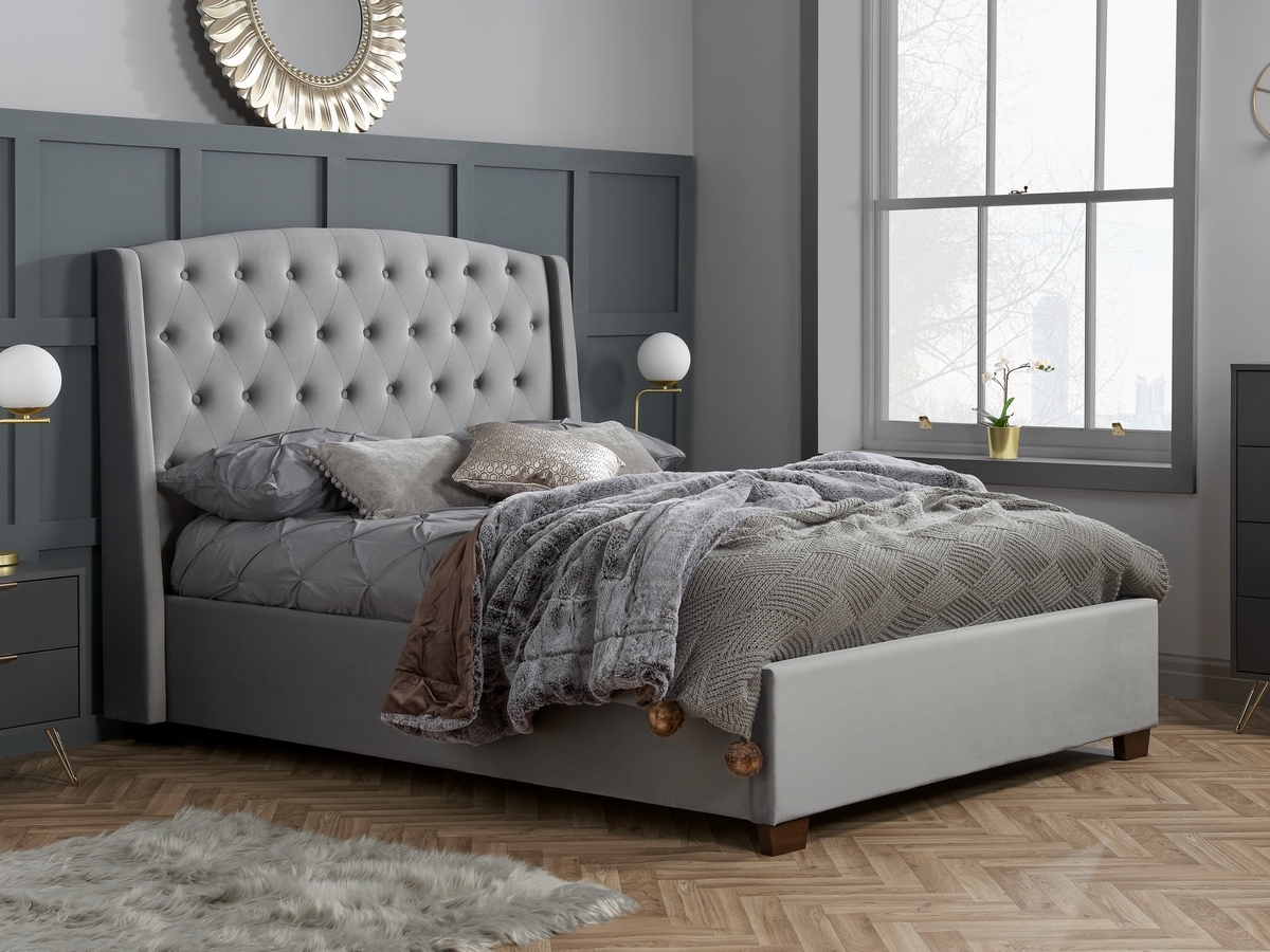 Birlea Balmoral Fabric Bed Frame - Grey. 
