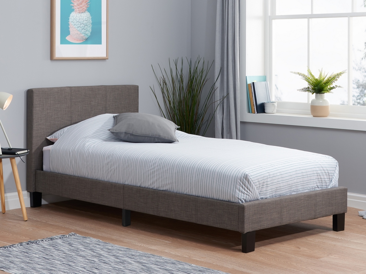 Birlea Berlin 3FT Single Fabric Bed Frame - Grey.