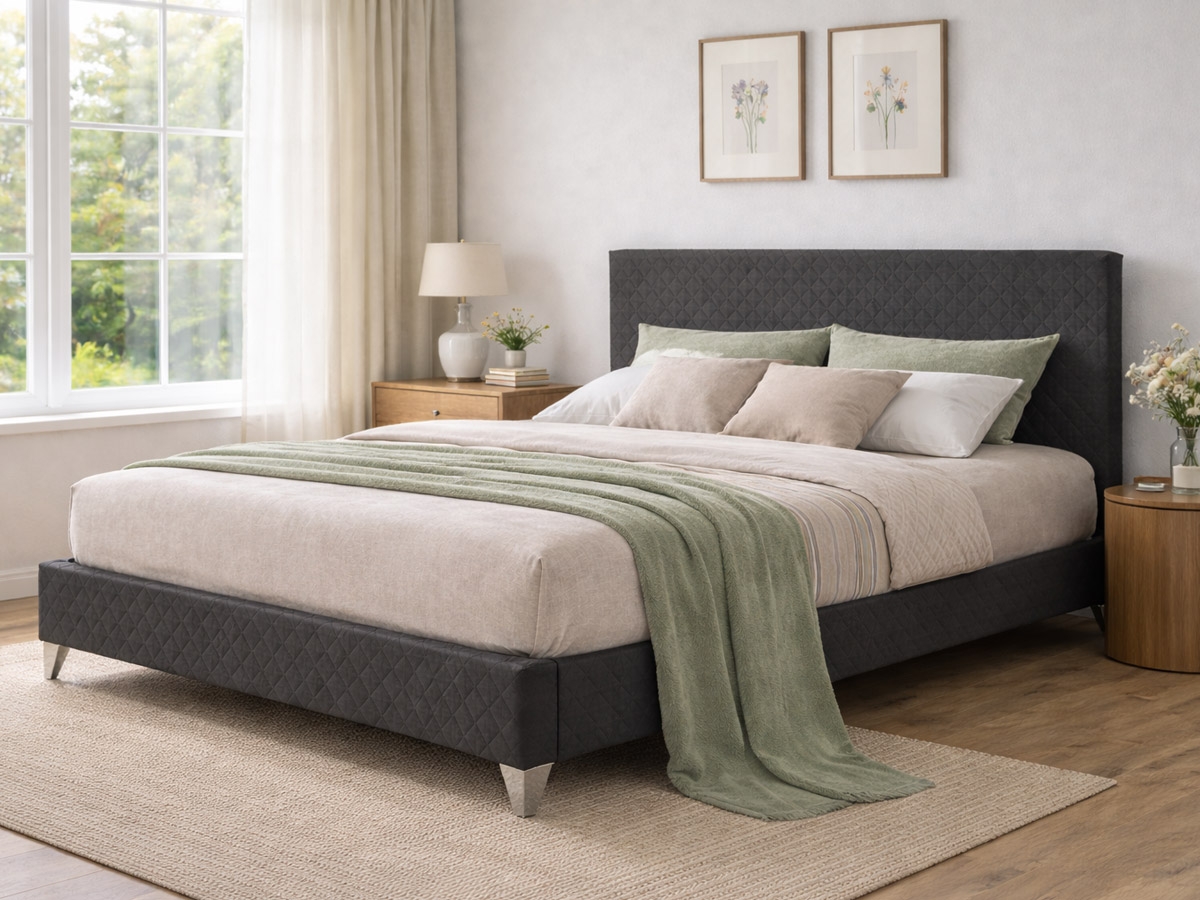 Brooklyn Fabric Bed Frame - Dark Grey