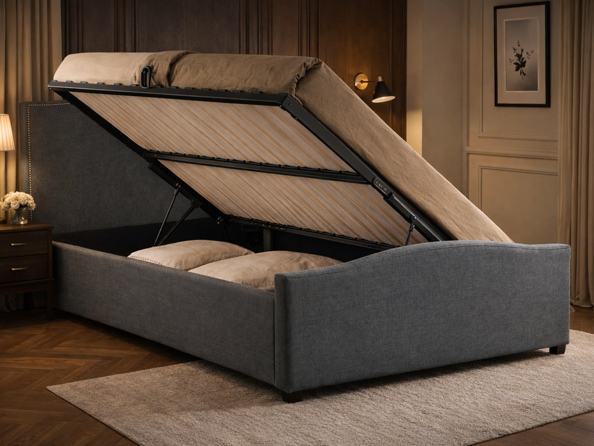 Brunswick Fabric Ottoman Bed Frame - Grey
