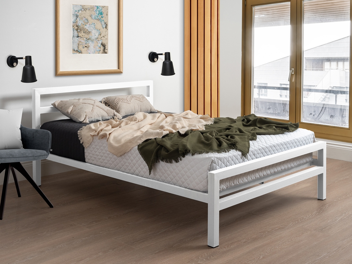 Time Living City Block 5FT Kingsize Metal Bed Frame - White