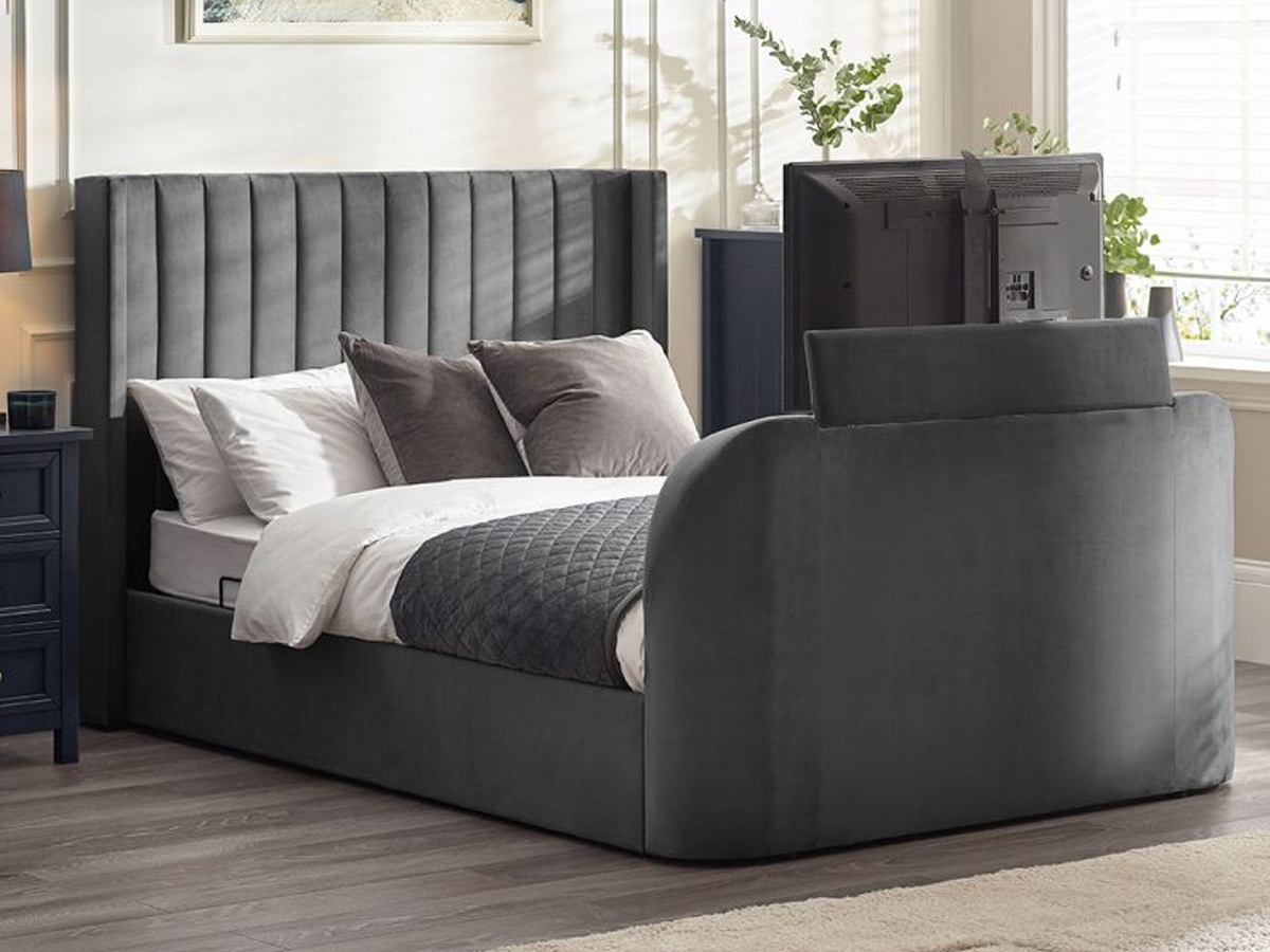 Clara TV 5FT Kingsize Ottoman Bed - Dark Grey