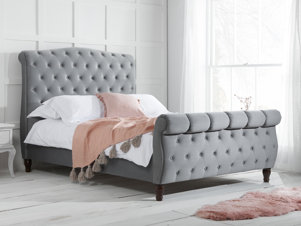 Birlea Colorado Kingsize Fabric Bed Frame - Grey. 