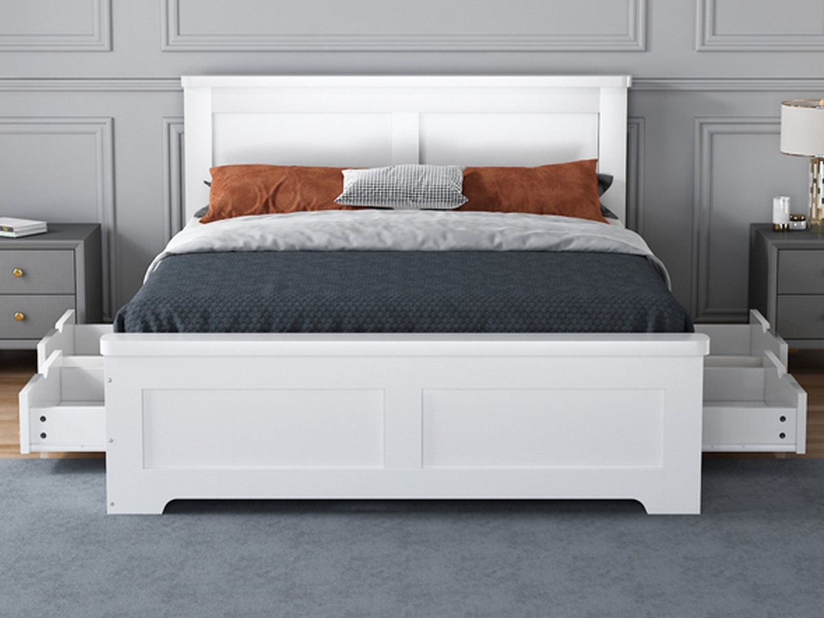 Conway 4 Drawer Wooden Bed Frame - White