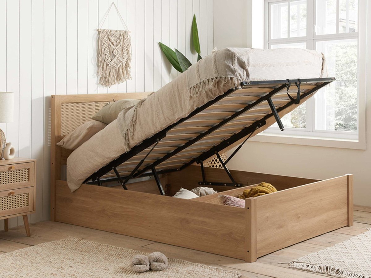 Birlea Croxley Rattan 4FT 6 Double Ottoman Bed - Oak