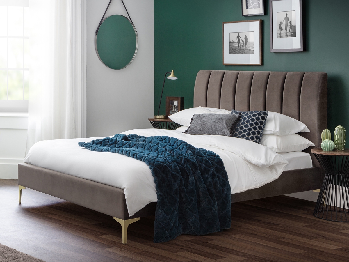Deco Fabric Bed Frame - Dark Grey Velvet