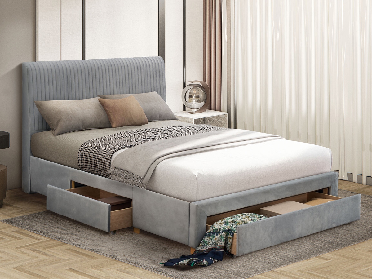 Drury 4FT 6 Double Bed Frame With Drawers - Grey