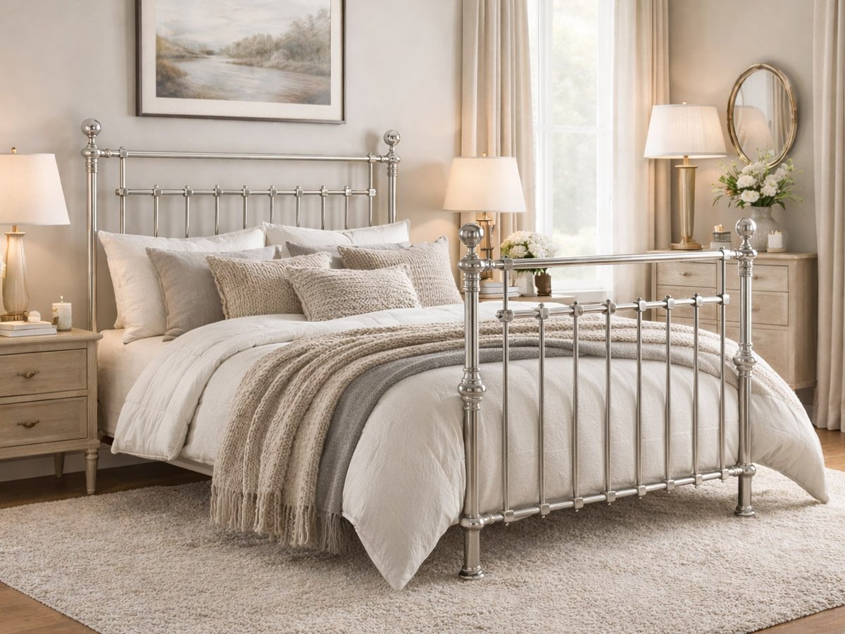 Edward 4FT 6 Double Metal Bed Frame - Chrome