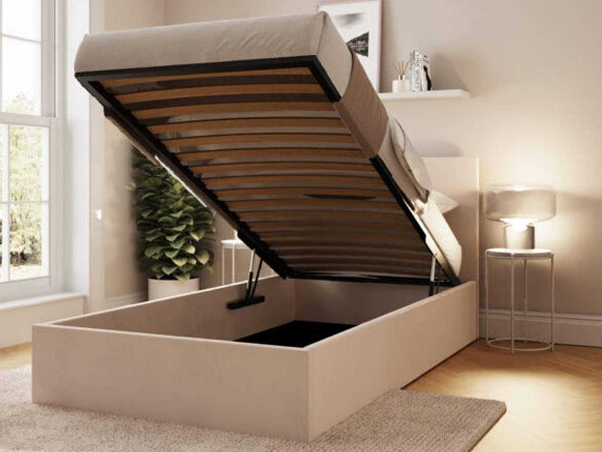 Milan Bed Company 3FT Single End Lift Ottoman Bed - Natural