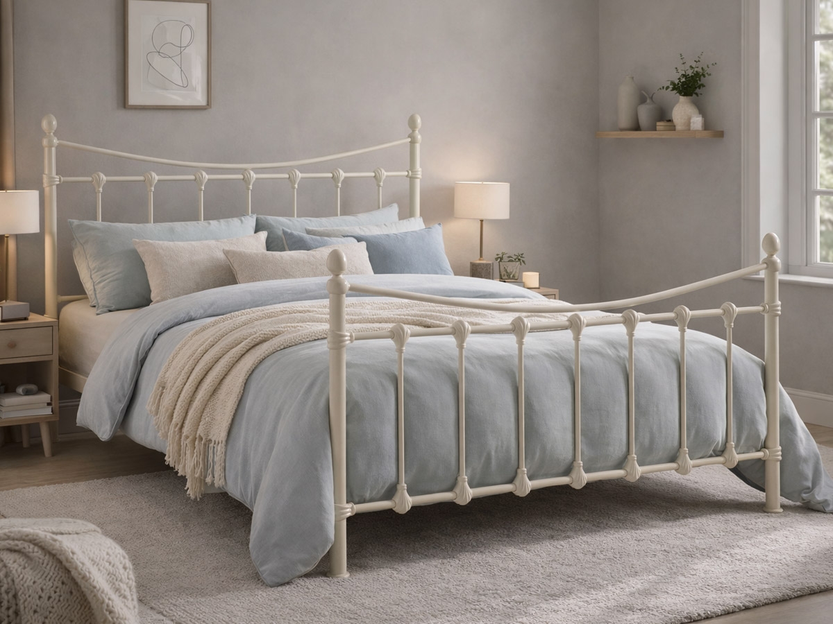 Florida Metal Bed Frame - Ivory