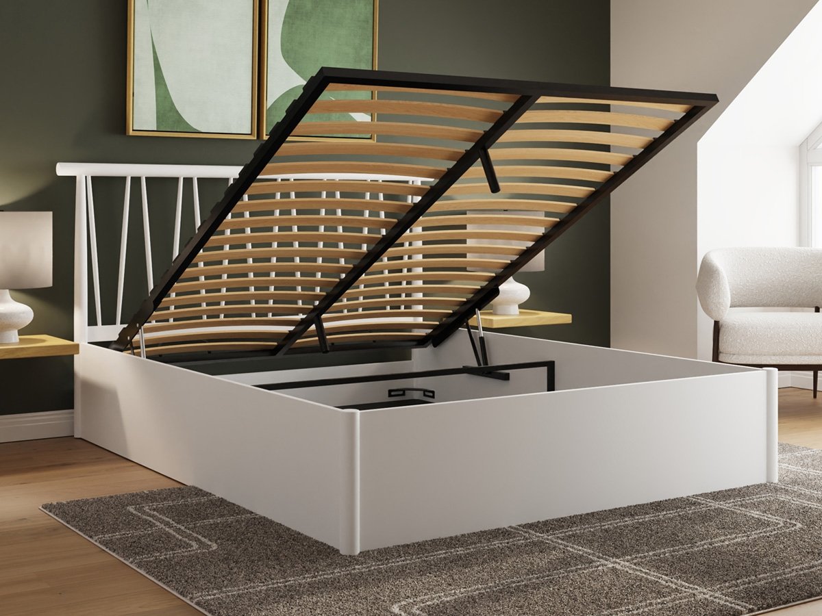 Milan Bed Company Fusum 4FT 6 Double Wooden Ottoman Bed - White