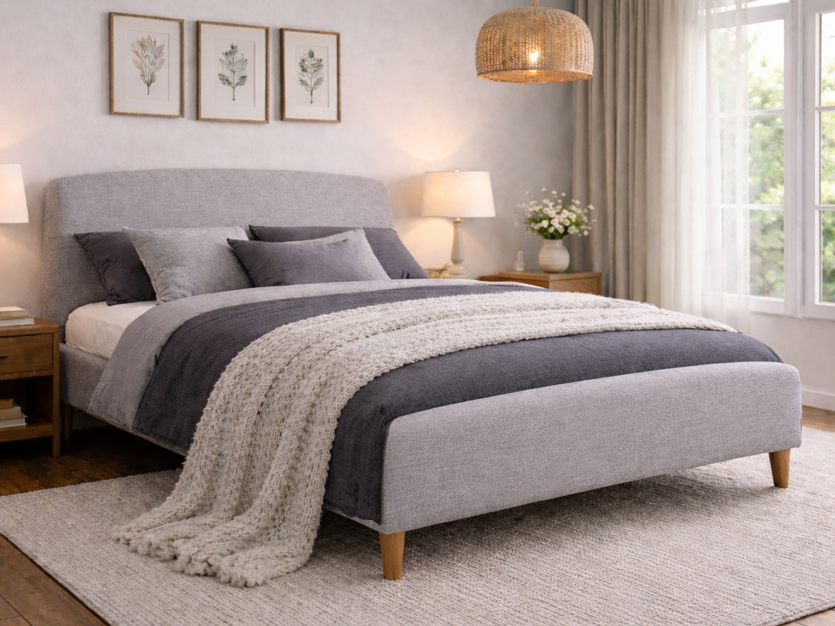 Geneva Upholstered Bed Frame - Light Grey