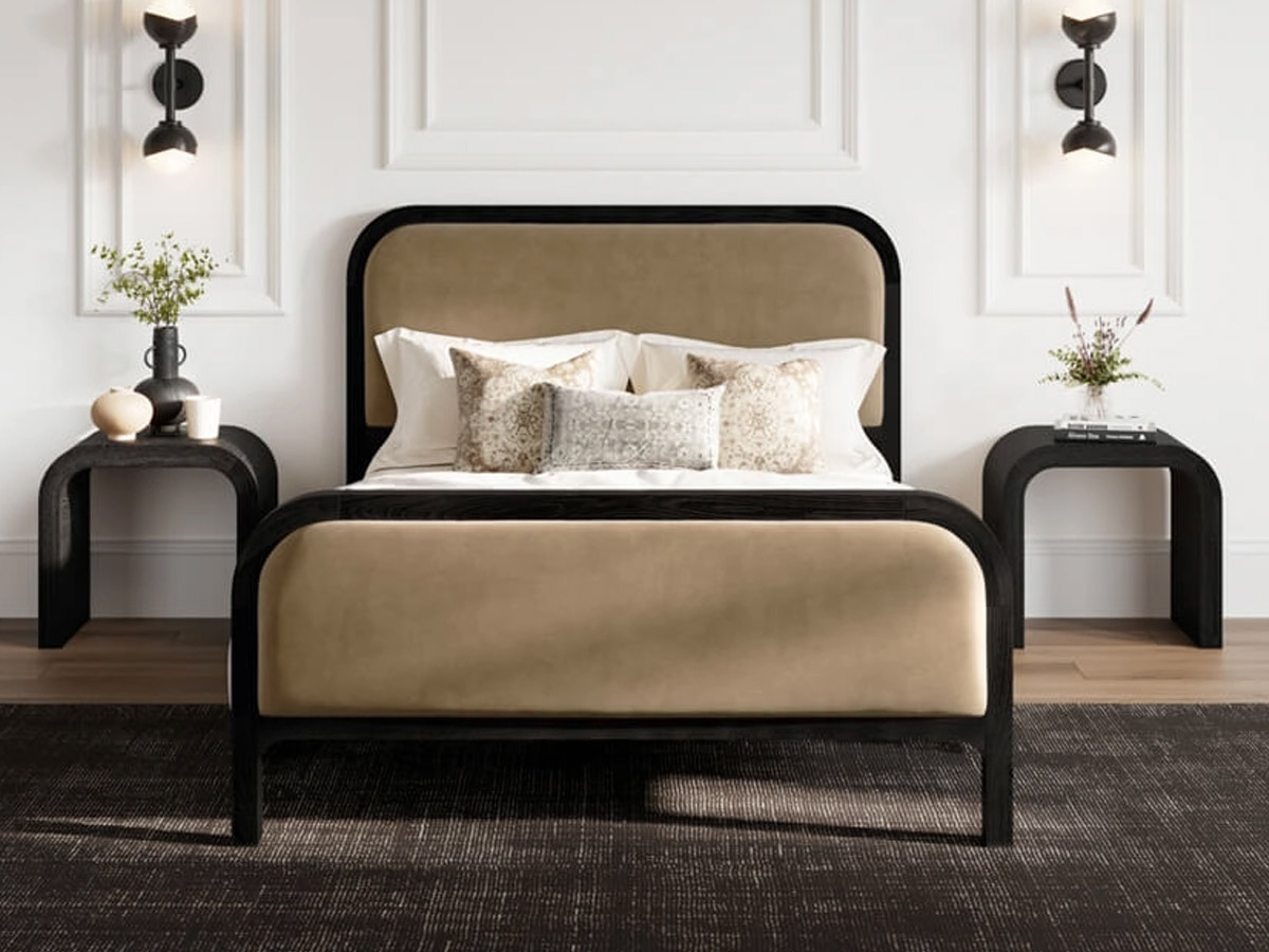Ines 4FT 6 Double Fabric Bed Frame - Mole