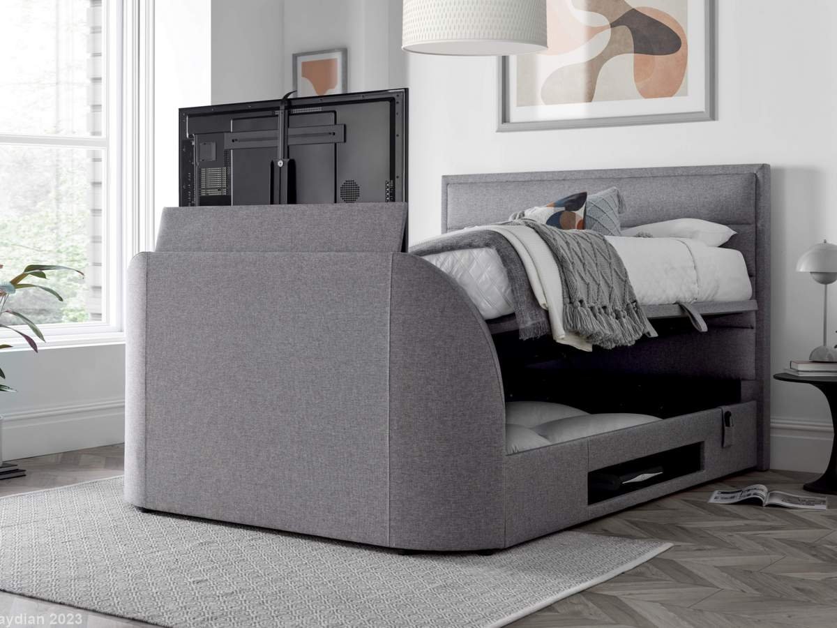 Kaydian Design Kirkby TV Ottoman Bed - Marbella Grey.